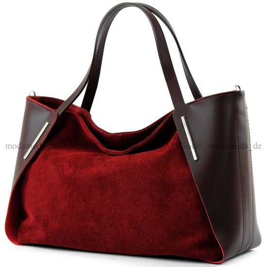 modamoda de - T126 -  ital. Shopper Tragetasche Leder/Wildleder
