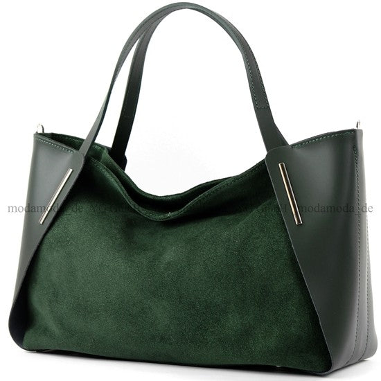 modamoda de - T126 -  ital. Shopper Tragetasche Leder/Wildleder