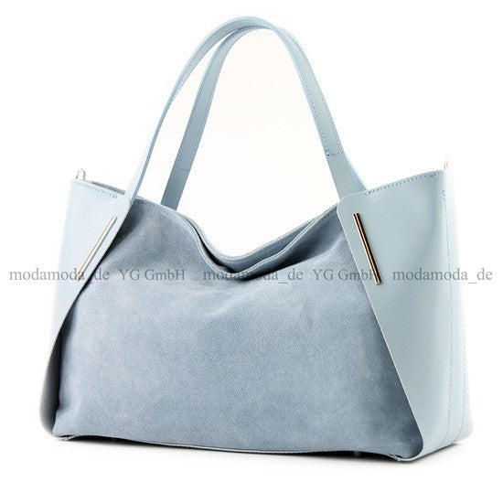 modamoda de - T126 -  ital. Shopper Tragetasche Leder/Wildleder