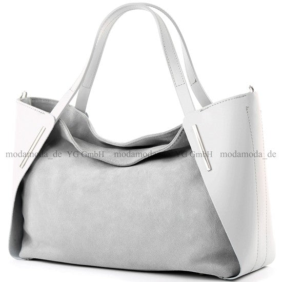 modamoda de - T126 -  ital. Shopper Tragetasche Leder/Wildleder