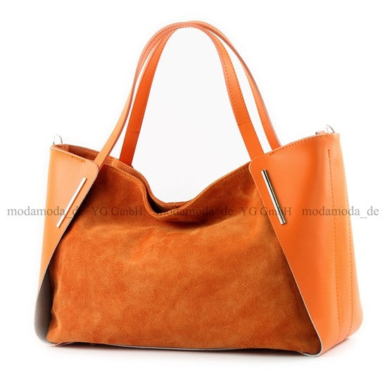 modamoda de - T126 -  ital. Shopper Tragetasche Leder/Wildleder