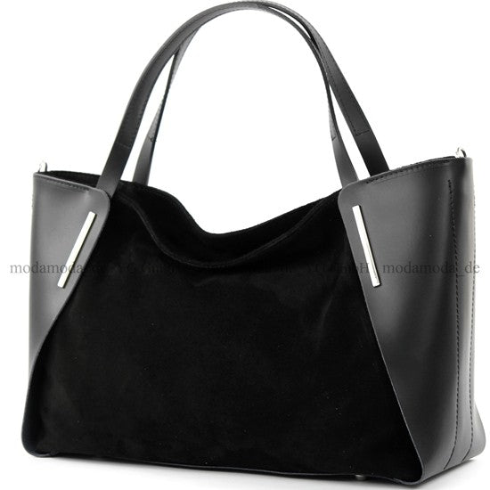 modamoda de - T126 -  ital. Shopper Tragetasche Leder/Wildleder