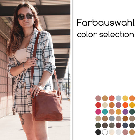 modamoda de - T127 - ital Messengertasche Unisex aus Leder