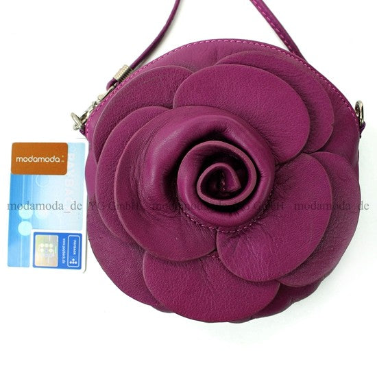 modamoda T128 ital. Citytasche Umhängetasche Blütenform Mini