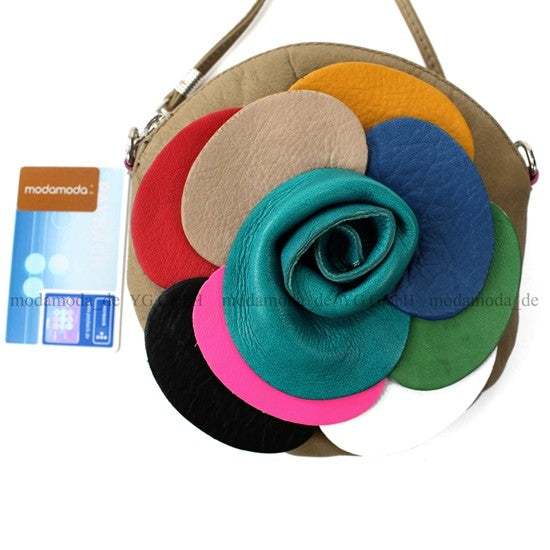 modamoda T128 ital. Citytasche Umhängetasche Blütenform Mini