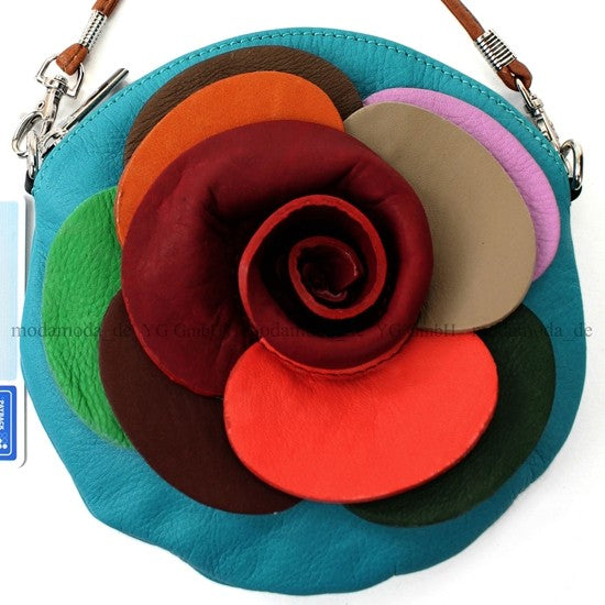modamoda T128 ital. Citytasche Umhängetasche Blütenform Mini