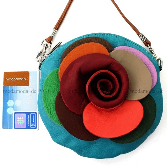 modamoda T128 ital. Citytasche Umhängetasche Blütenform Mini