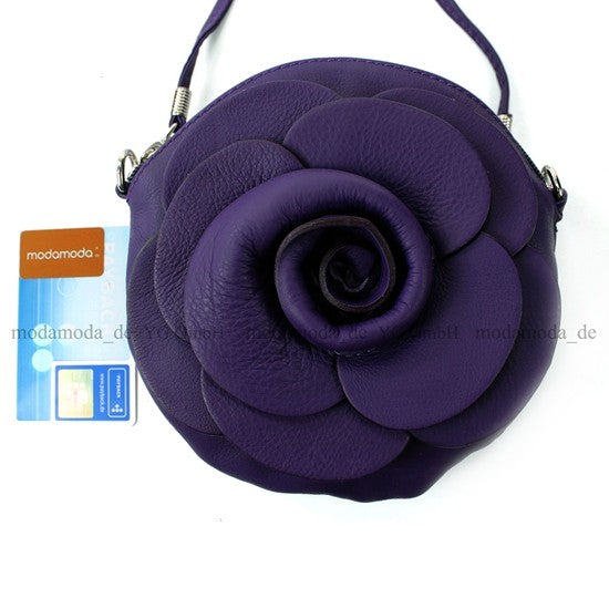 modamoda T128 ital. Citytasche Umhängetasche Blütenform Mini
