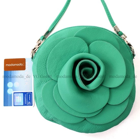 modamoda T128 ital. Citytasche Umhängetasche Blütenform Mini