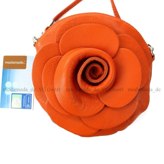 modamoda T128 ital. Citytasche Umhängetasche Blütenform Mini