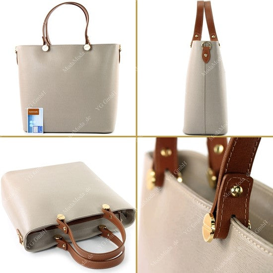 modamoda de - T132 - ital Damentasche Shopper aus Echtleder