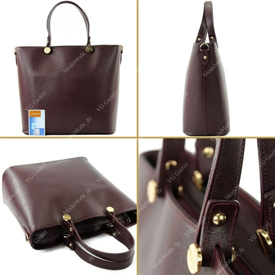 modamoda de - T132 - ital Damentasche Shopper aus Echtleder