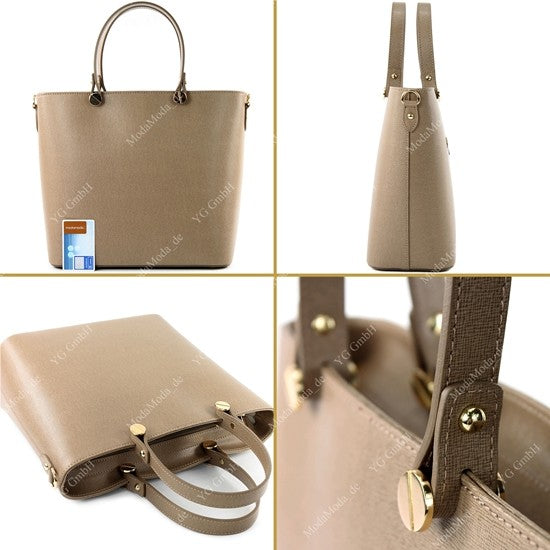 modamoda de - T132 - ital Damentasche Shopper aus Echtleder