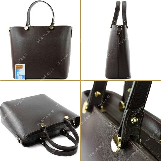 modamoda de - T132 - ital Damentasche Shopper aus Echtleder