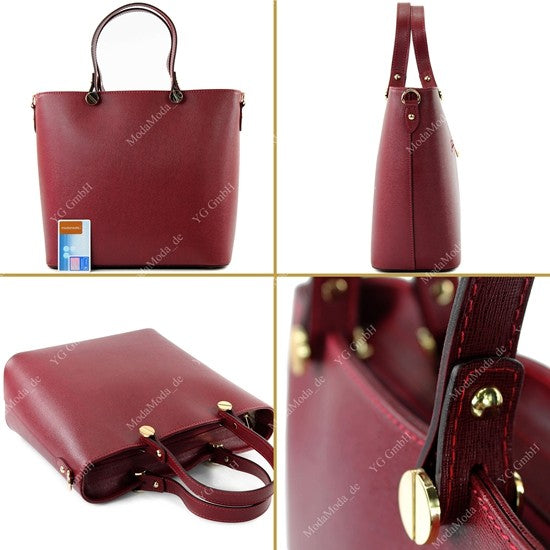 modamoda de - T132 - ital Damentasche Shopper aus Echtleder