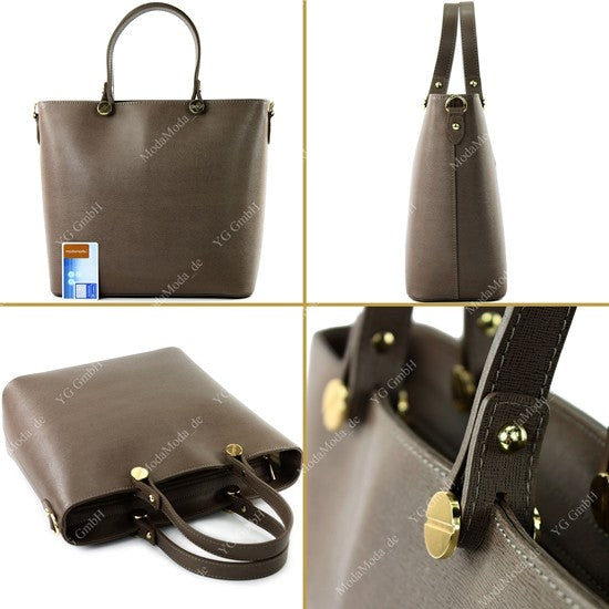 modamoda de - T132 - ital Damentasche Shopper aus Echtleder