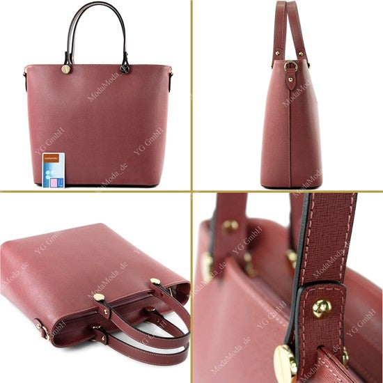modamoda de - T132 - ital Damentasche Shopper aus Echtleder