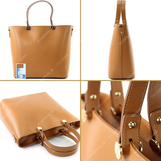 modamoda de - T132 - ital Damentasche Shopper aus Echtleder
