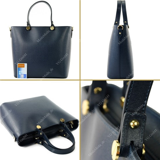 modamoda de - T132 - ital Damentasche Shopper aus Echtleder