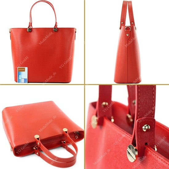 modamoda de - T132 - ital Damentasche Shopper aus Echtleder