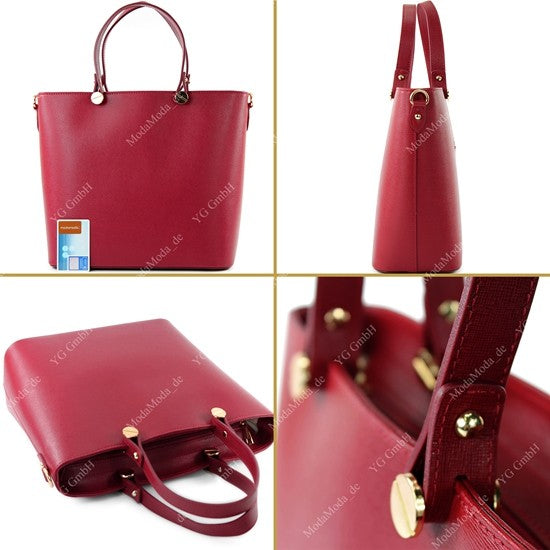modamoda de - T132 - ital Damentasche Shopper aus Echtleder