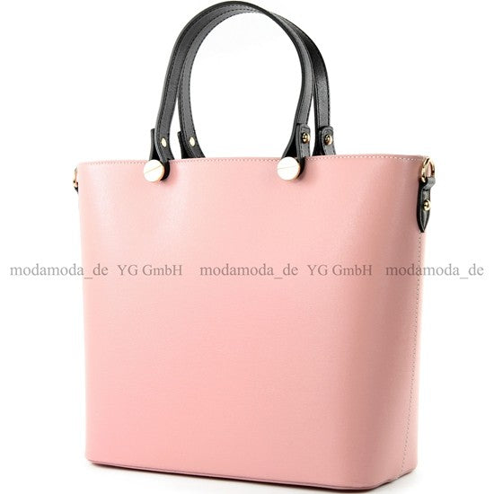 modamoda de - T132 - ital Damentasche Shopper aus Echtleder