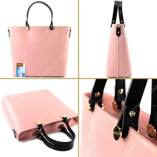 modamoda de - T132 - ital Damentasche Shopper aus Echtleder