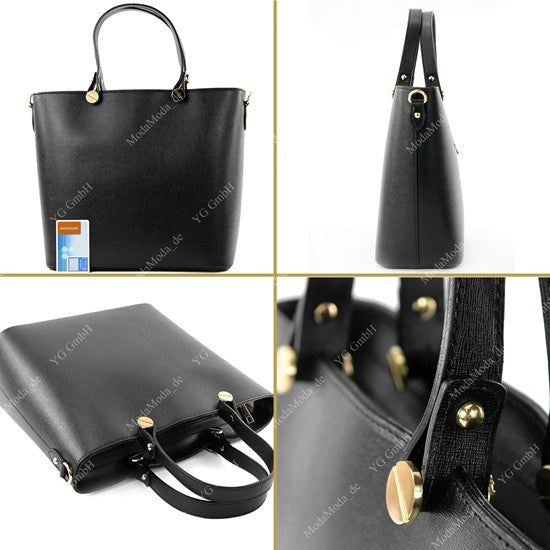 modamoda de - T132 - ital Damentasche Shopper aus Echtleder