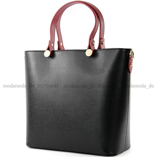 modamoda de - T132 - ital Damentasche Shopper aus Echtleder