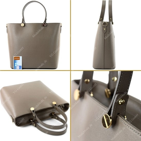 modamoda de - T132 - ital Damentasche Shopper aus Echtleder