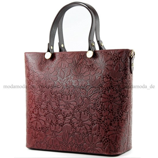 modamoda de - T132 - ital Damentasche Shopper aus Echtleder