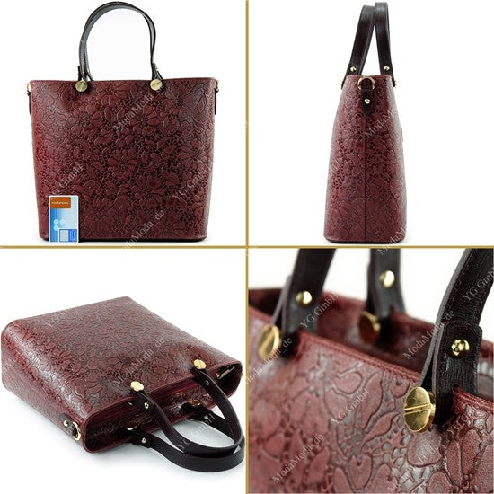 modamoda de - T132 - ital Damentasche Shopper aus Echtleder