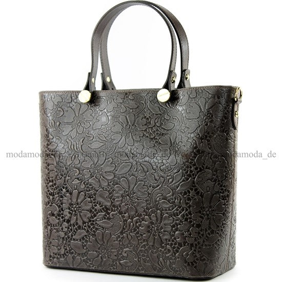 modamoda de - T132 - ital Damentasche Shopper aus Echtleder