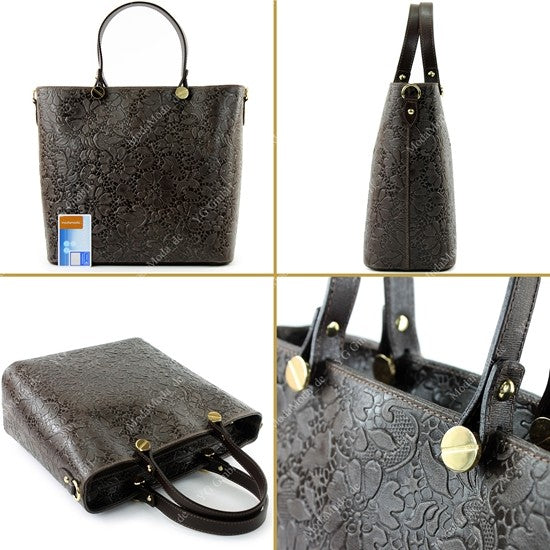 modamoda de - T132 - ital Damentasche Shopper aus Echtleder