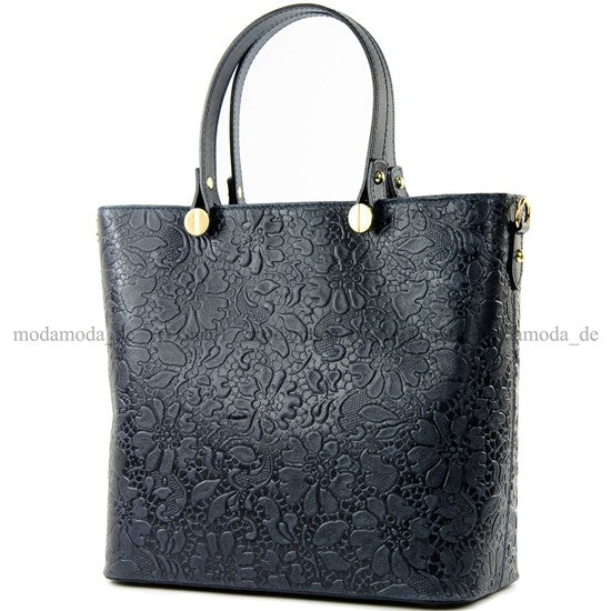 modamoda de - T132 - ital Damentasche Shopper aus Echtleder