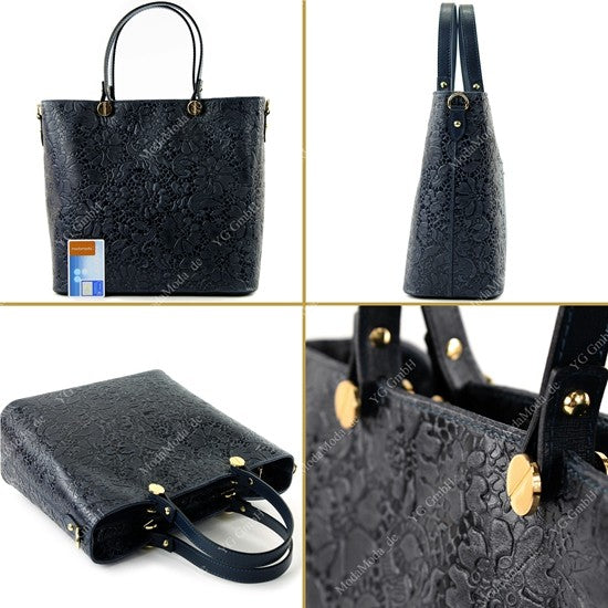 modamoda de - T132 - ital Damentasche Shopper aus Echtleder