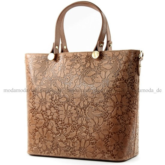 modamoda de - T132 - ital Damentasche Shopper aus Echtleder