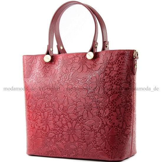 modamoda de - T132 - ital Damentasche Shopper aus Echtleder