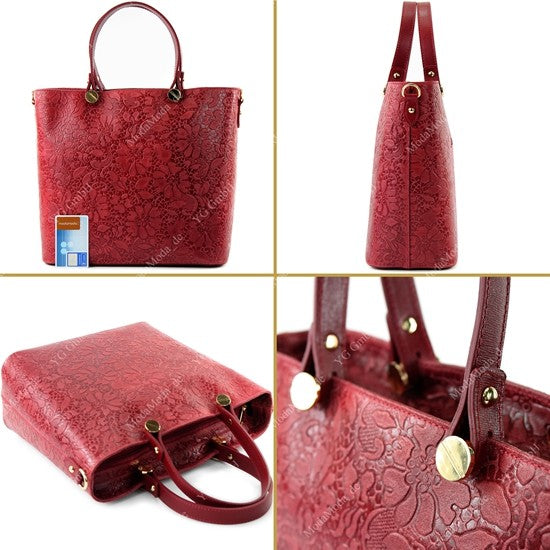 modamoda de - T132 - ital Damentasche Shopper aus Echtleder