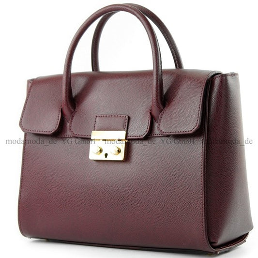 modamoda de - T135 - ital Damen Henkeltasche Tragetasche aus Leder