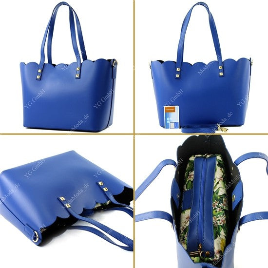 modamoda de - T136 - ital Henkeltasche Tragetasche aus Glattleder