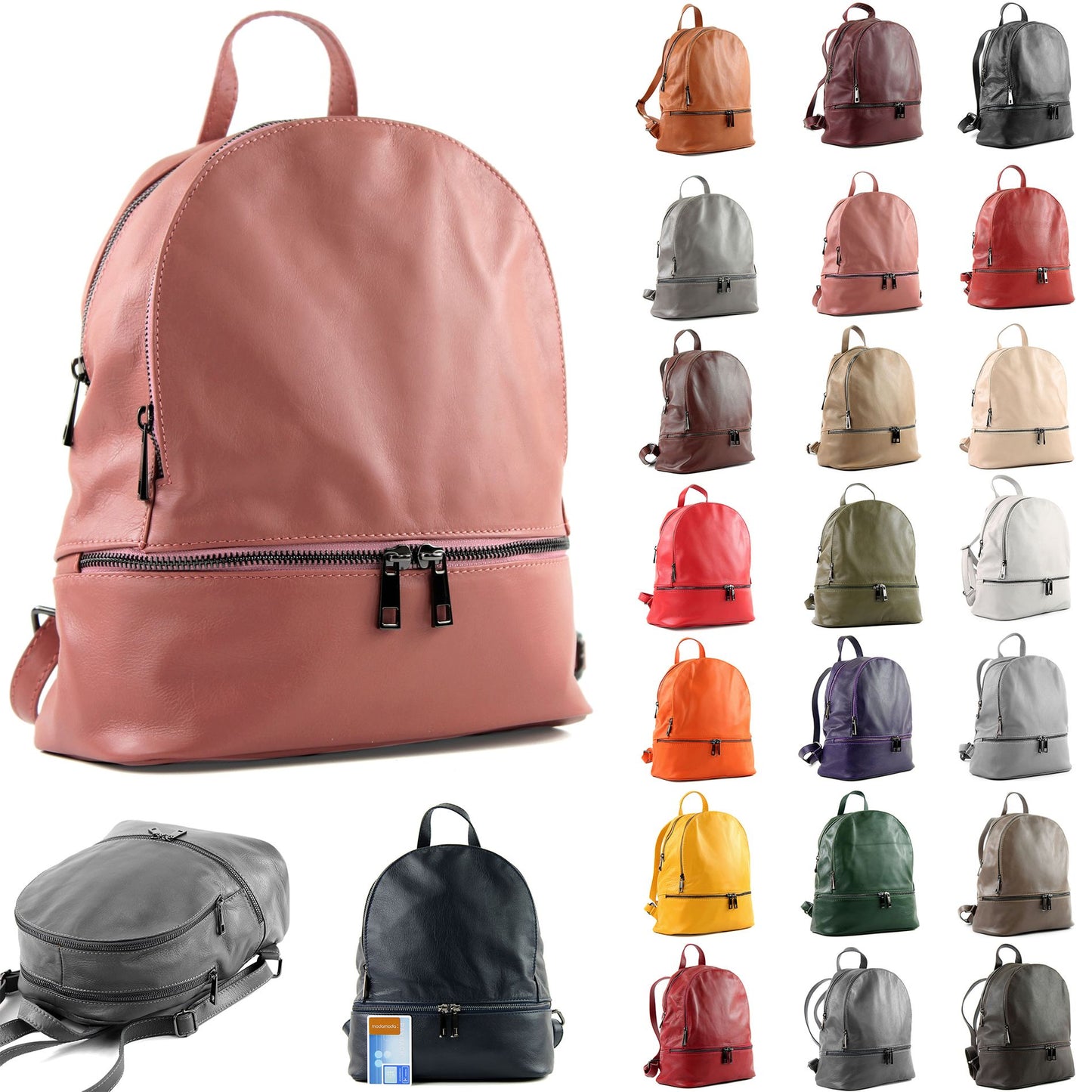 modamoda de - T137 Leder - ital Damen Rucksack Leder oder Nappaleder