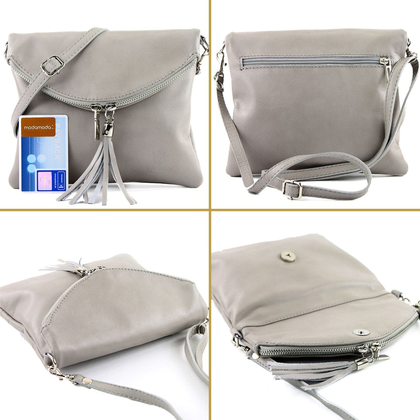 modamoda de - T139 - ital Umhängetasche Klein aus Nappaleder