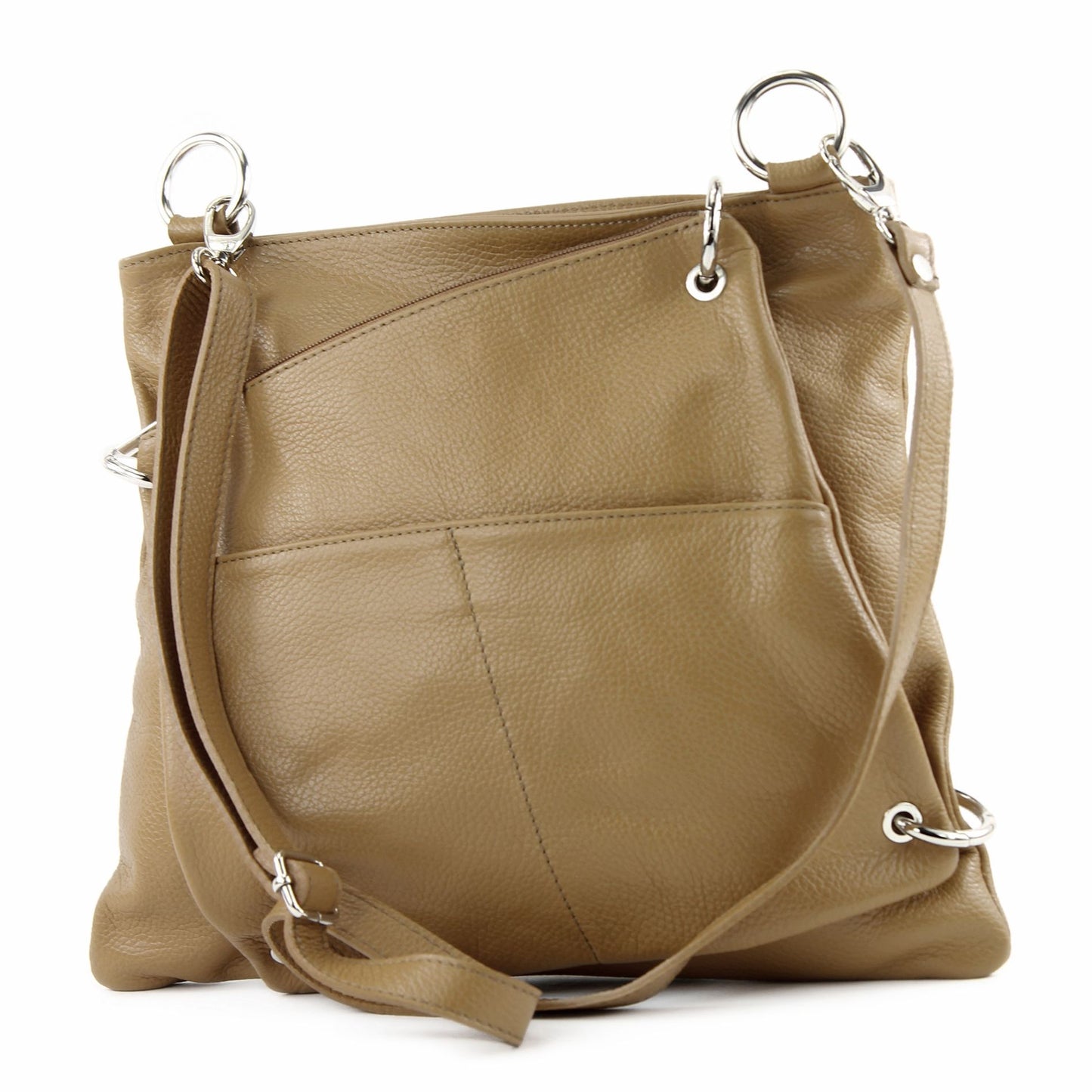 modamoda de - T140 - ital Messengertasche Umhängetasche 2in1 Leder