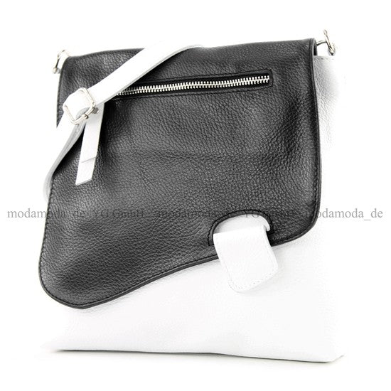 modamoda de - T146 - ital. Umhängetasche Schultertasche aus Leder