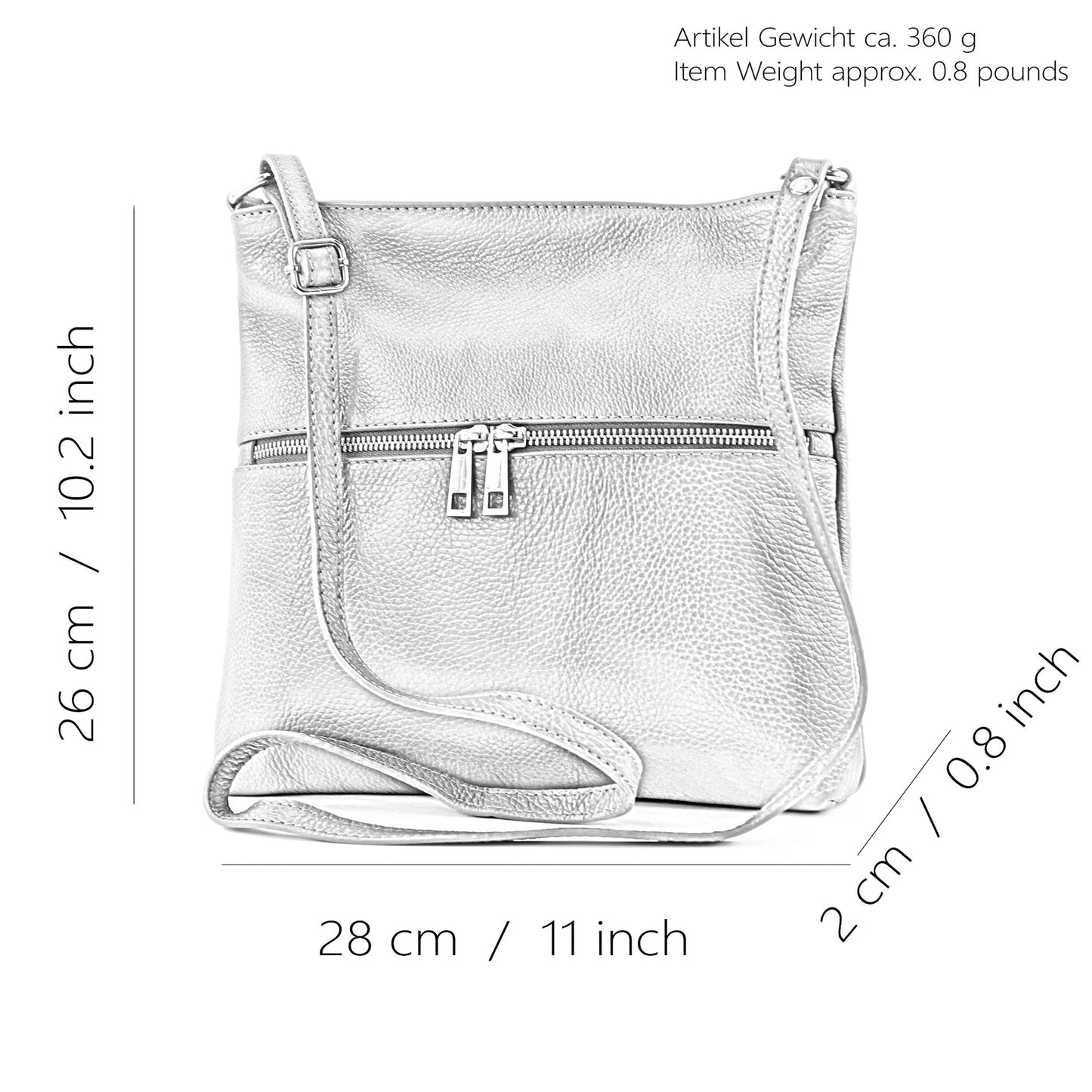 modamoda de T144 Damen Leder Umhängetasche Schultertasche Messenger bag handmade in Italy