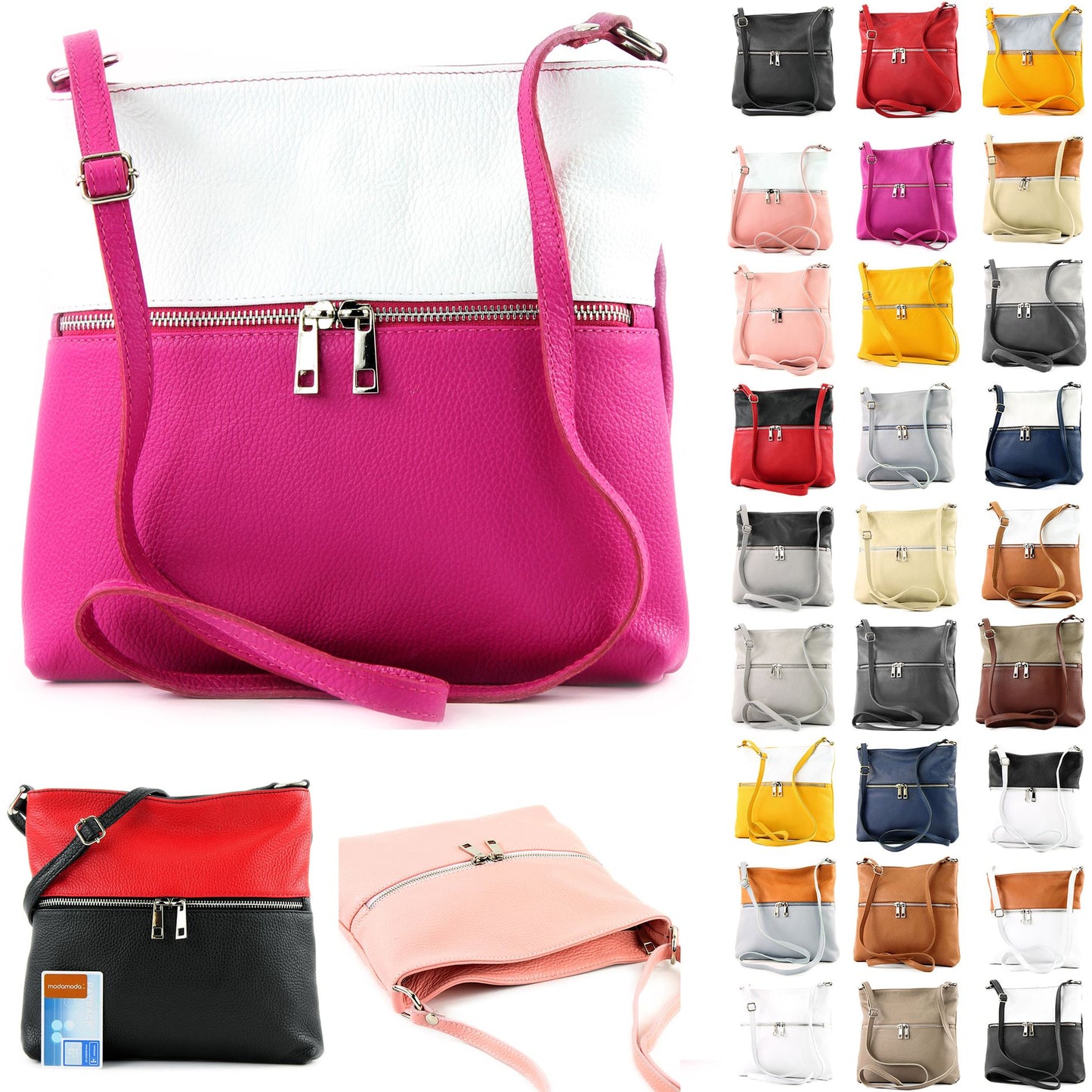 modamoda de T144 Damen Leder Umhängetasche Schultertasche Messenger bag handmade in Italy