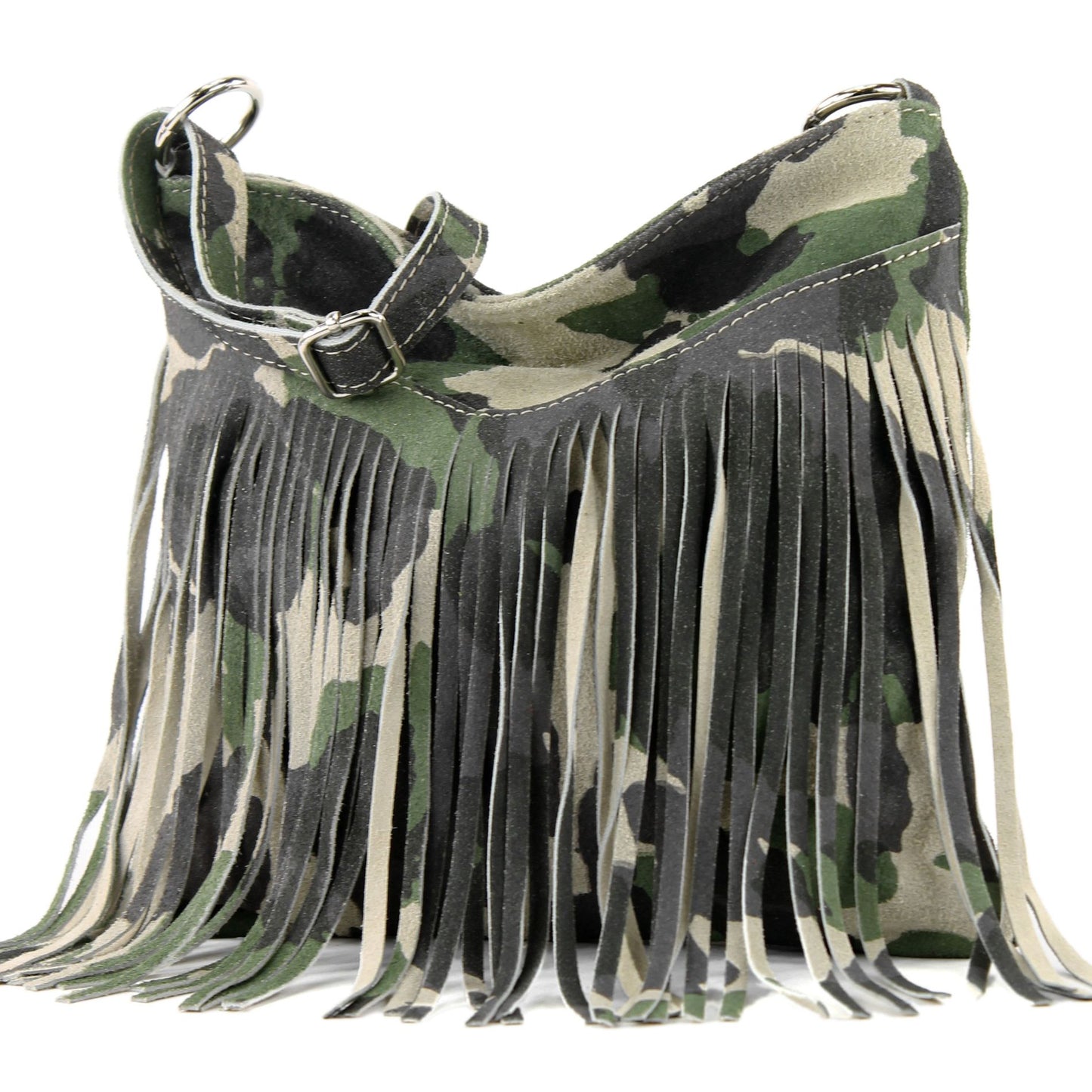 modamoda de -  T145 - ital Schultertasche Fransen Wildleder