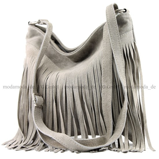 modamoda de -  T145 - ital Schultertasche Fransen Wildleder