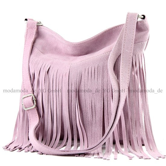 modamoda de -  T145 - ital Schultertasche Fransen Wildleder